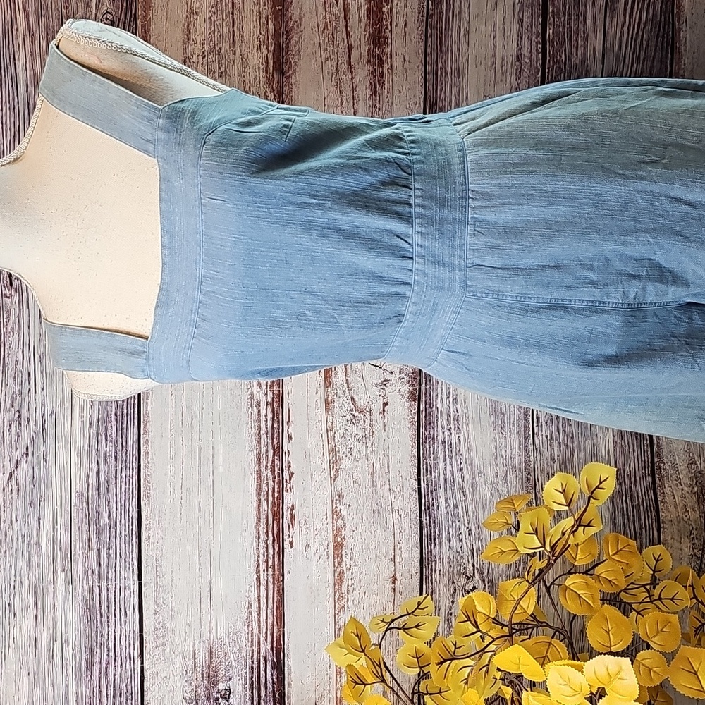 NWT RE:NAMED DENIM BLUE SLEEVELESS TIE BACK JUMPSUIT
